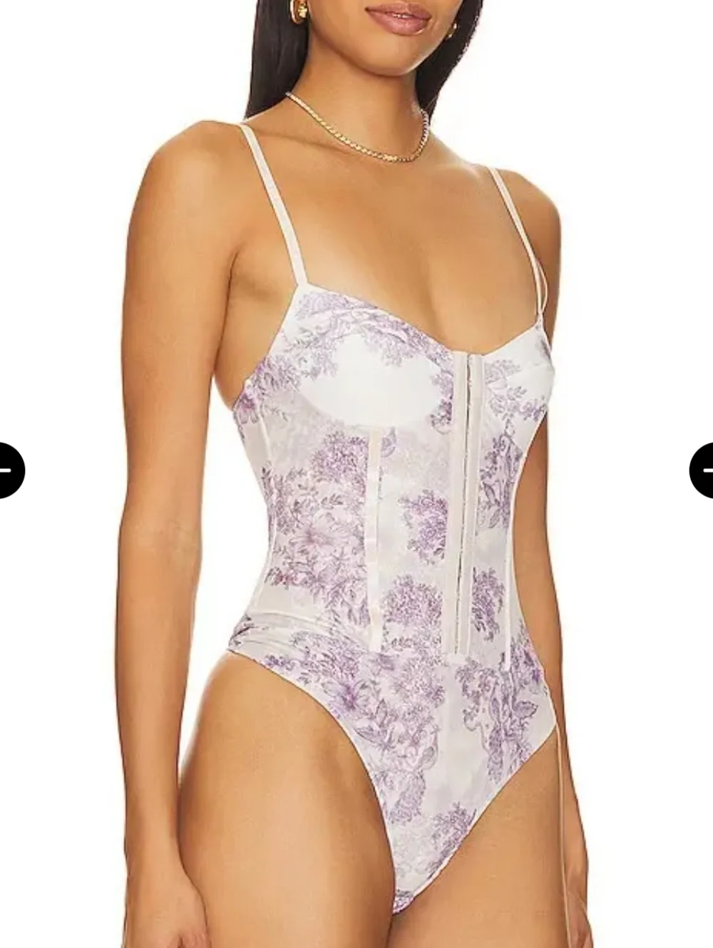 Free People Night Rhythms Printed Mesh Bodysuit in Ivory Combo sz XL